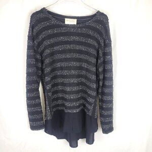 TWO by VINCE CAMUTO Black & Gray Textured Striped Top – Size XL